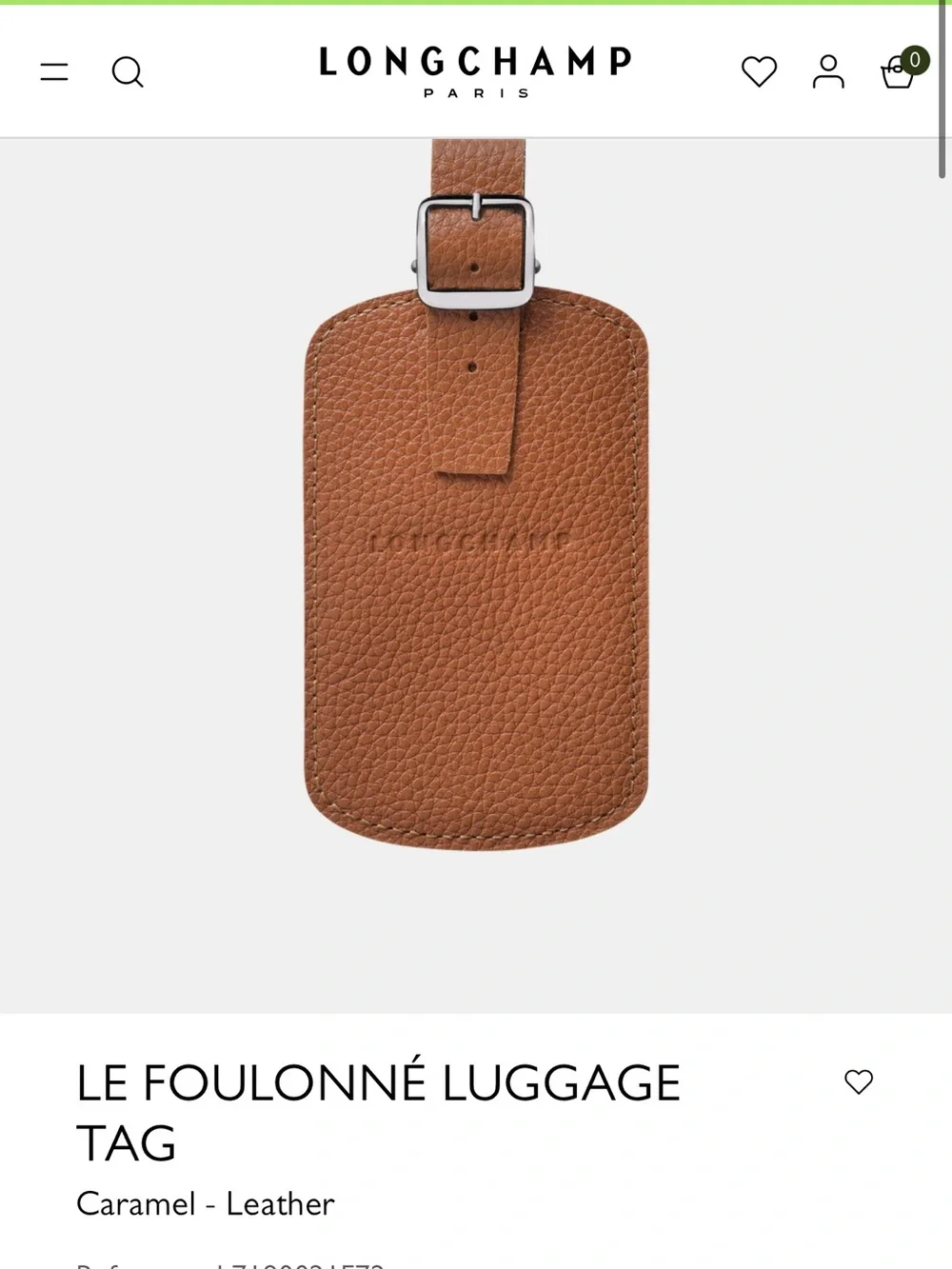 NEW Longchamp Le Foulonné Caramel Leather Luggage Tag Box Gift Packaging